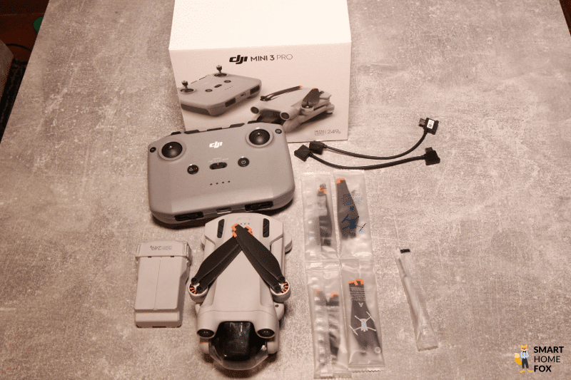 Der Lieferumfang der DJI Mini 3 Pro als Single Paket, mit oder ohne DJI RC-N1 Fernsteuerung